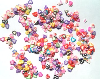 Mini rebanadas de Fimo con forma de corazón: confeti arcoíris para slime y decoración de uñas
