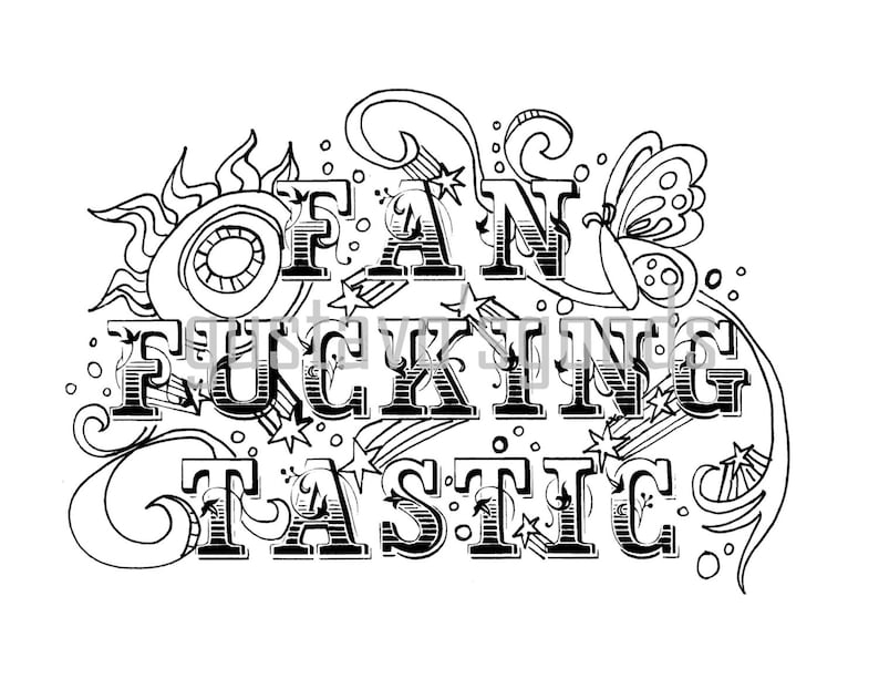 Swear word coloring book page Fanfckingtastic Swear word coloring book swear curse word curse cuss word coloring book adult printable image 2