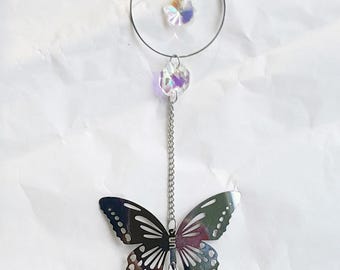 Butterfly Crystal Suncatcher: Rainbow Prism Window Car Charm
