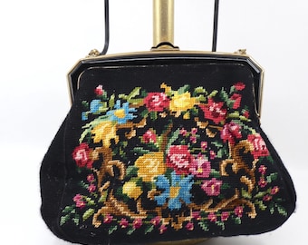 Vintage 60er Jahre Gobelin Tasche mit Stickereien