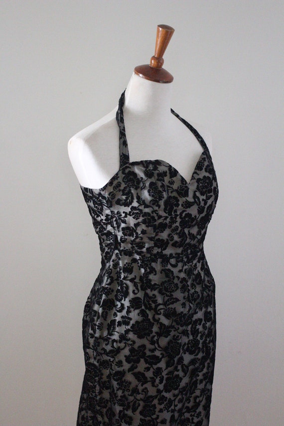 Vintage 1950s 1960s style Dress, 90s Black Illusi… - image 7