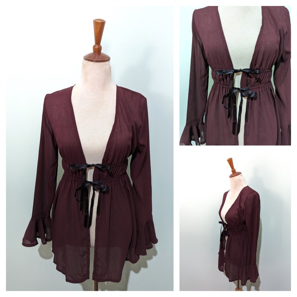 90s Custom Bell Sleeve Blouse (S)
