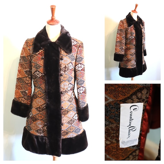 Vintage 1960s Tapestry Coat  , 1970s Penny Lane C… - image 1