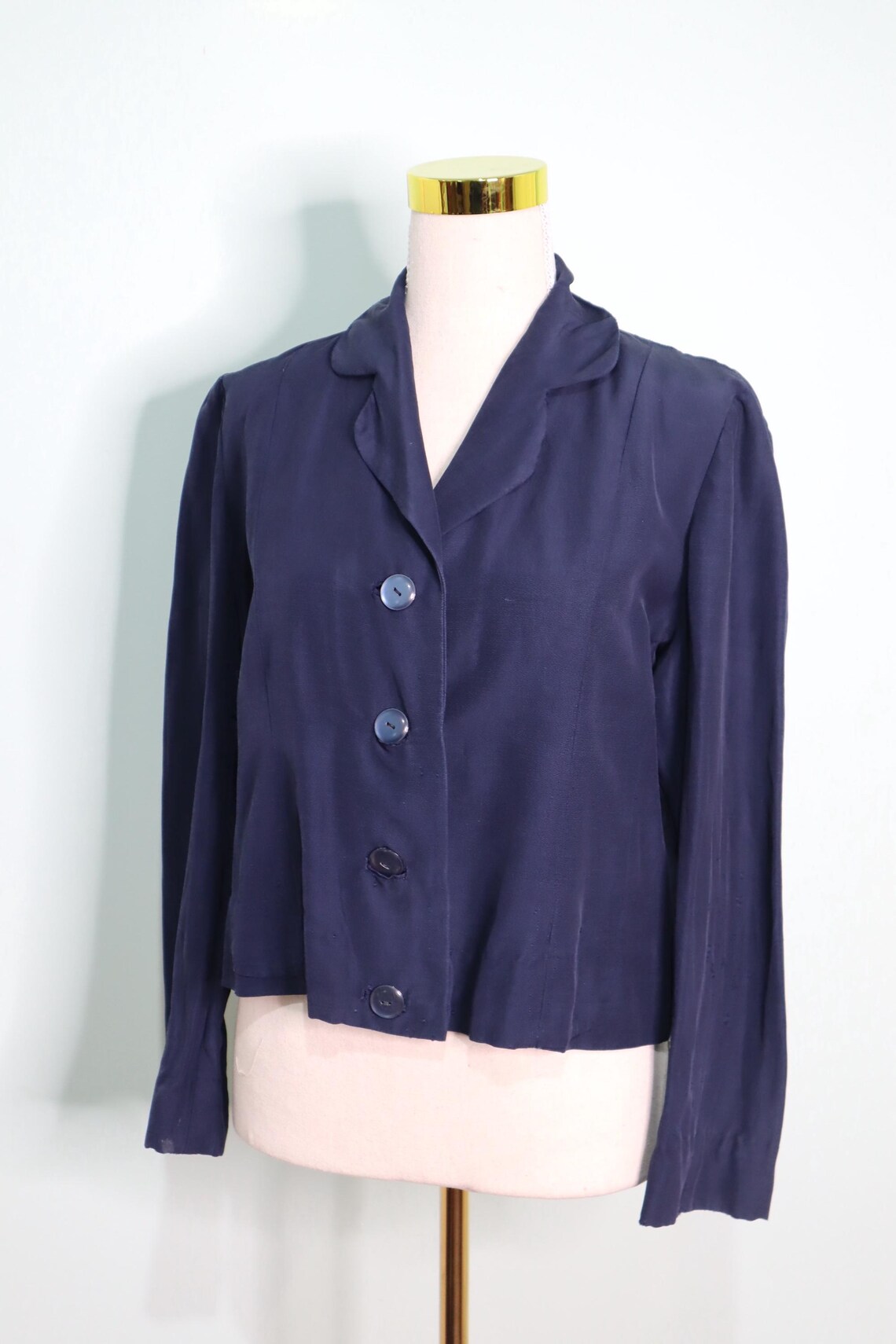 Vintage 1960s Navy Blazer: Mod Style Nautical Cotton Jacket, Size M, foto 4 de 5