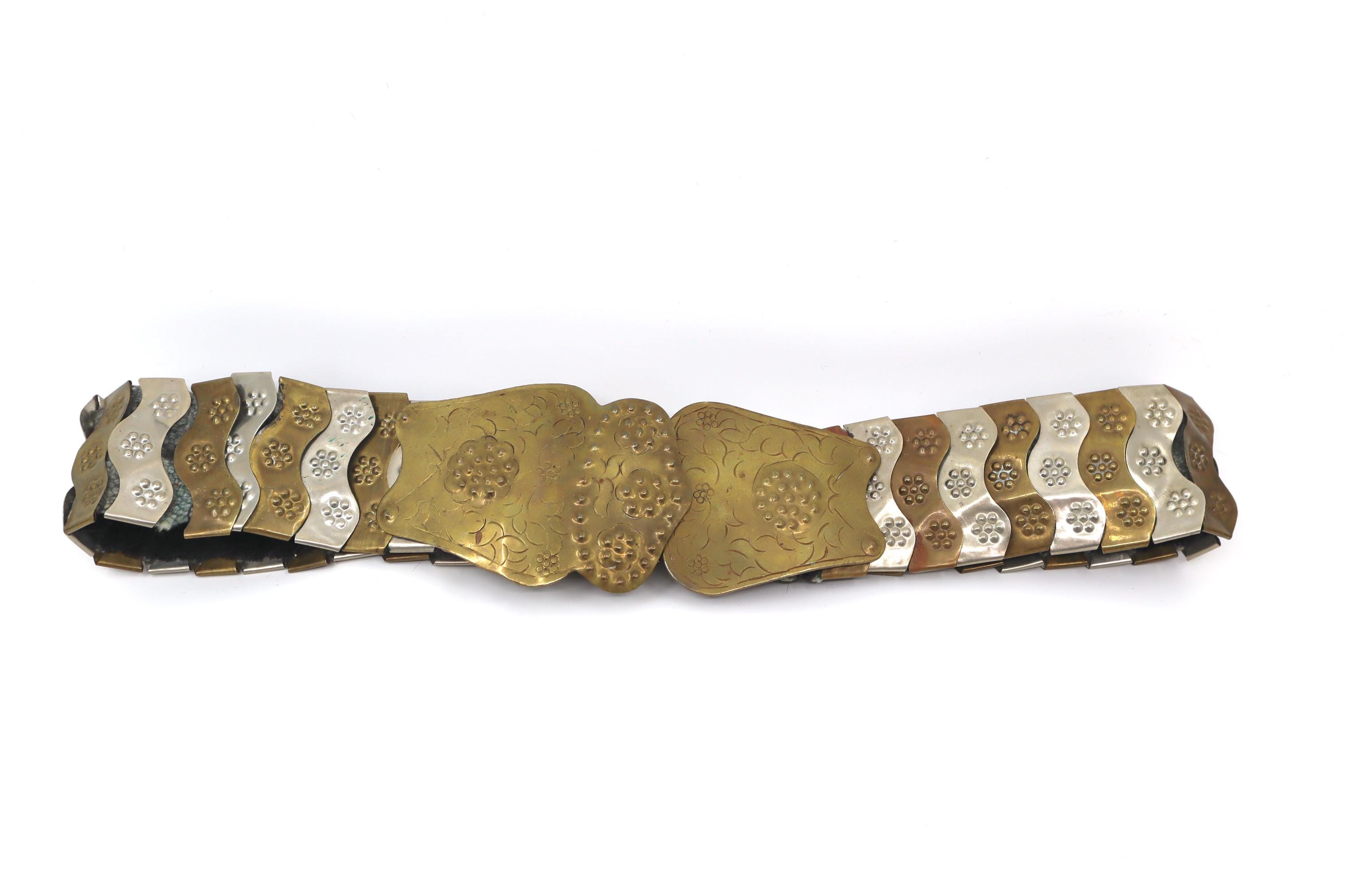 Vintage Hammered Brass Bow Belt, 24 - 32\