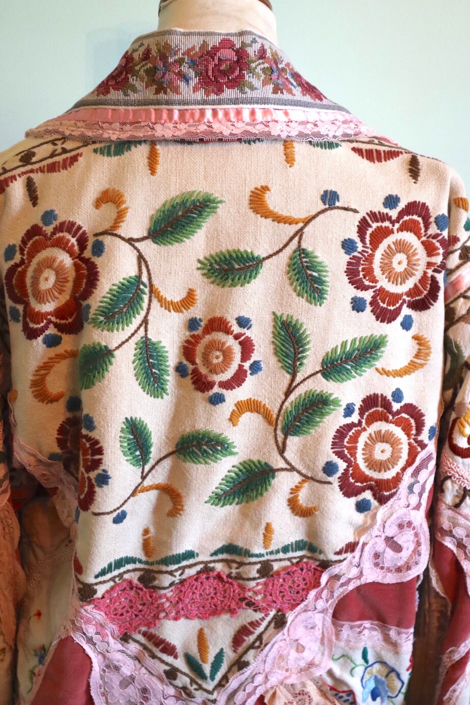 Vintage 80s Patchwork Jacket: Evelyn Neis Artisan Lace Embroidered