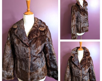 Vintage 1950s 1960s Brown Mink Fur Winter Coat: Old Hollywood Glamour, Size M
