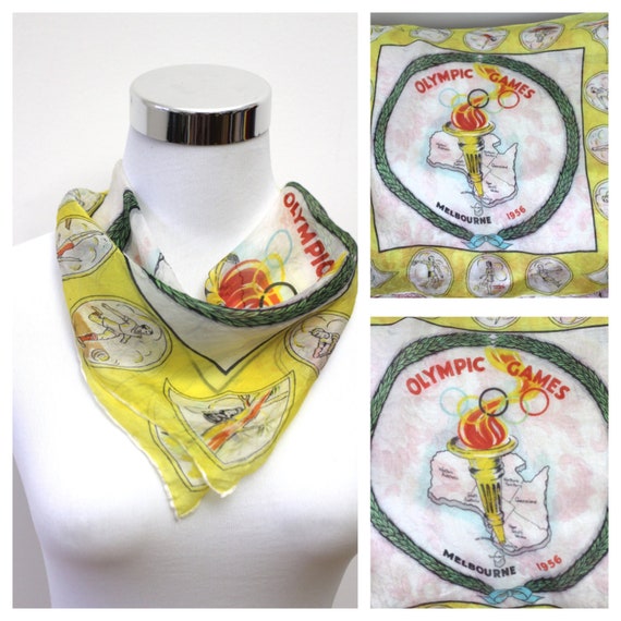 Vintage Olympics Silk Scarf Melbourne Olympic Game