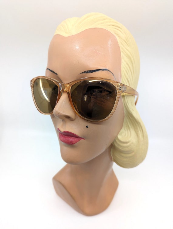 Vintage 1980s Peach Sunglasses, 80s Transparent P… - image 3