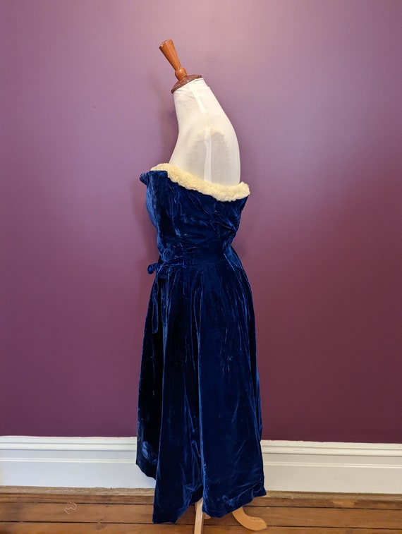 Vintage 50s Blue Velvet Dress  1950s Dress ' SUZY… - image 6