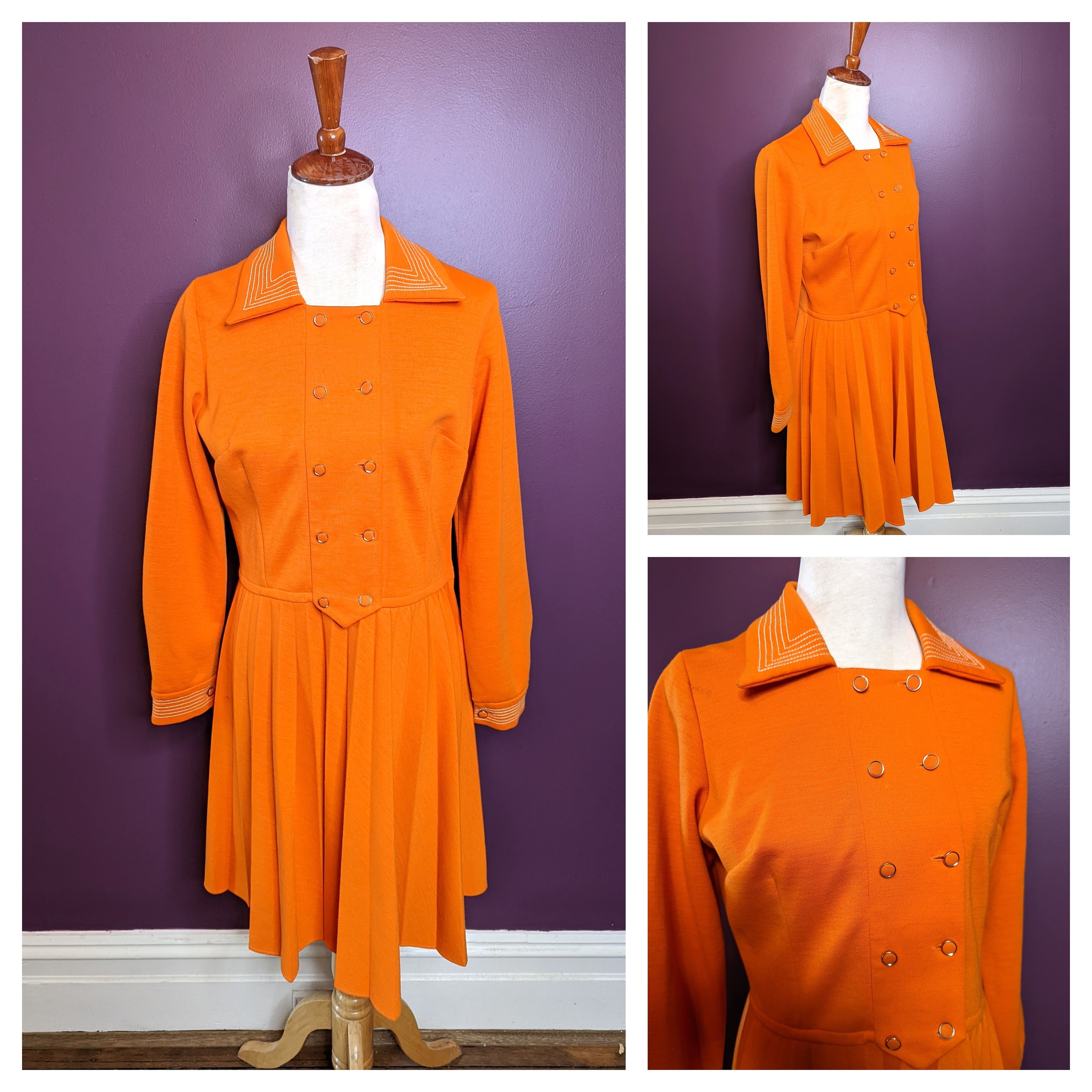Vintage 1960s Scooter Dress, 60s Wool Winter Orange Mod Vintage 1960s Scooter Dress, 60s Wool Winter Orange Mod