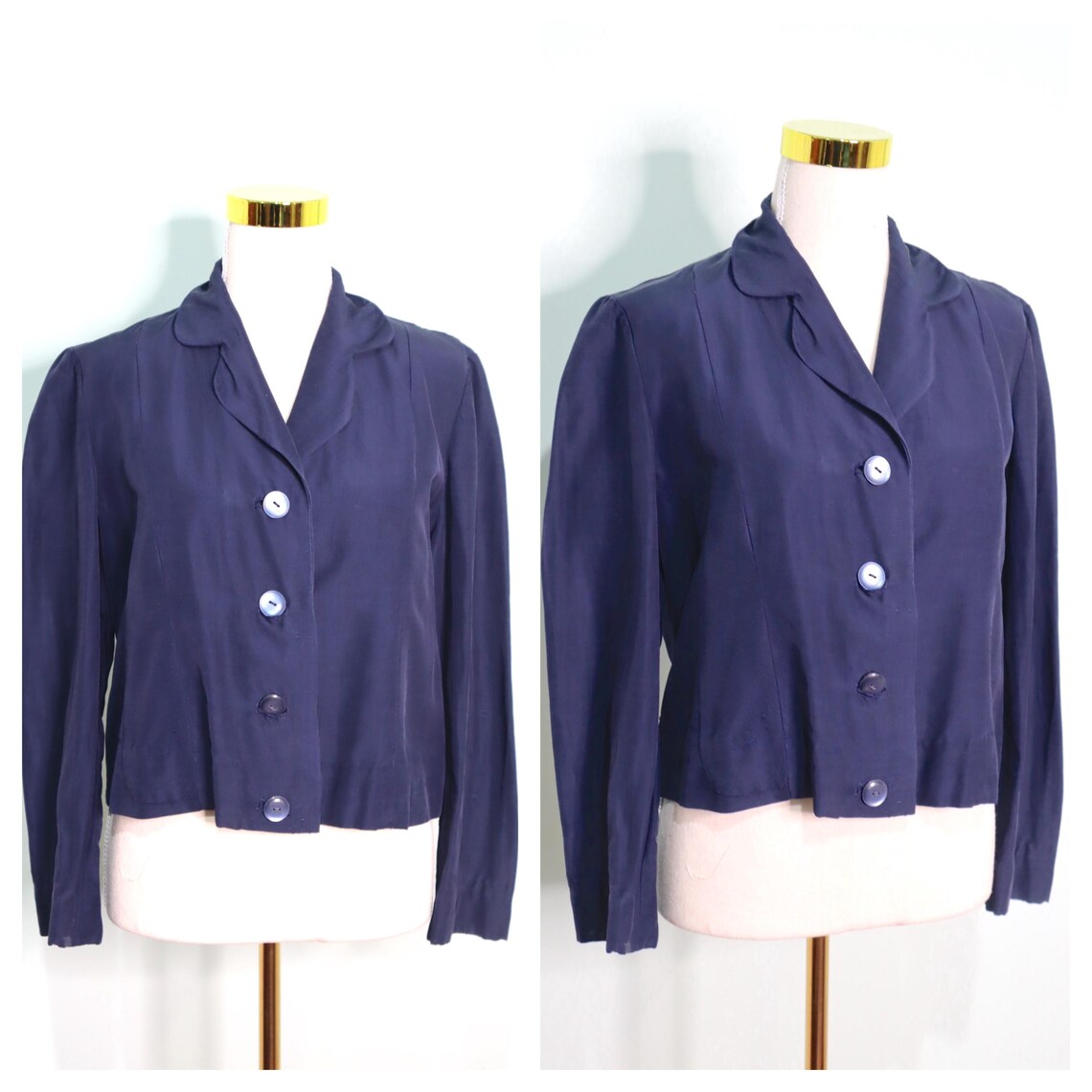 Vintage 1960s Navy Blazer: Mod Style Nautical Cotton Jacket, Size M, foto 1 de 5