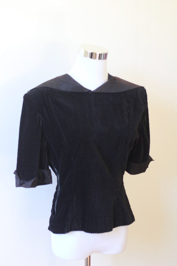 Vintage 1930s Blouse, 1940s Blouse , 40s Black Co… - image 2