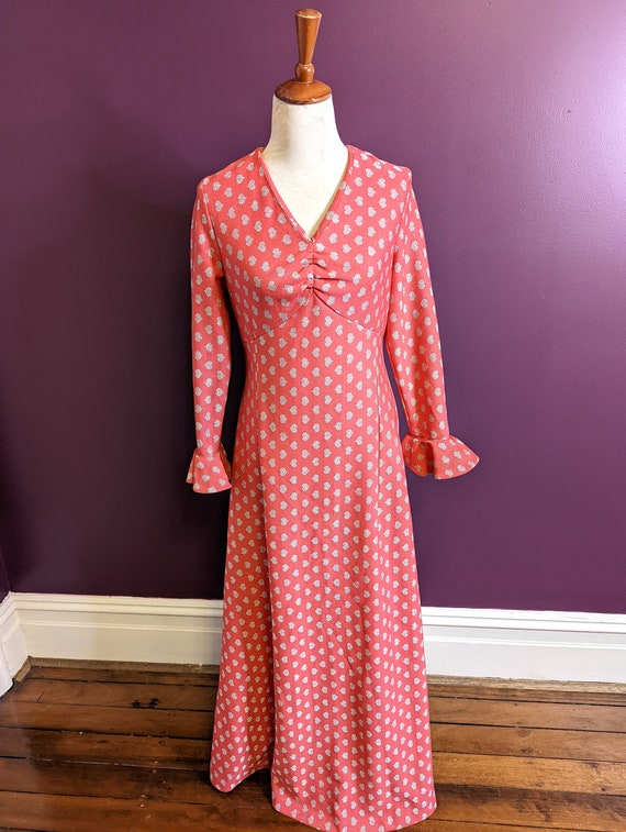 Vintage 1960s Pink Maxi Dress , 1960s Winter Maxi… - image 5