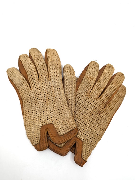 Vintage 1950s Mens Driving Gloves, 1950s Tan Leat… - image 3