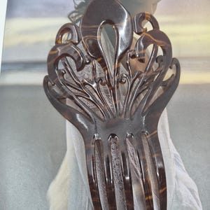 Antique Edwardian Faux Tortoiseshell Hair Comb c.1900–1920 – Spanish Mantilla Style Openwork Hair Accessory