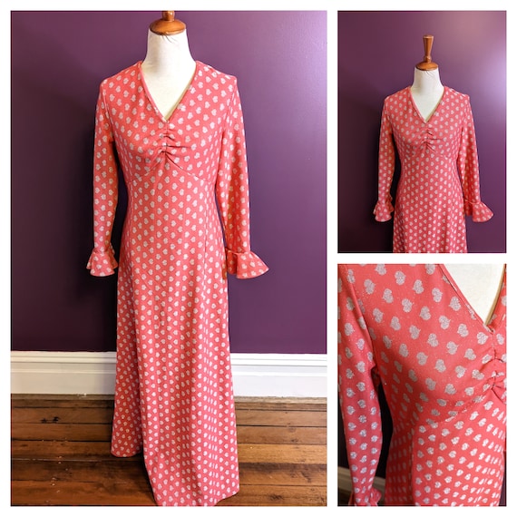 Vintage 1960s Pink Maxi Dress , 1960s Winter Maxi… - image 1