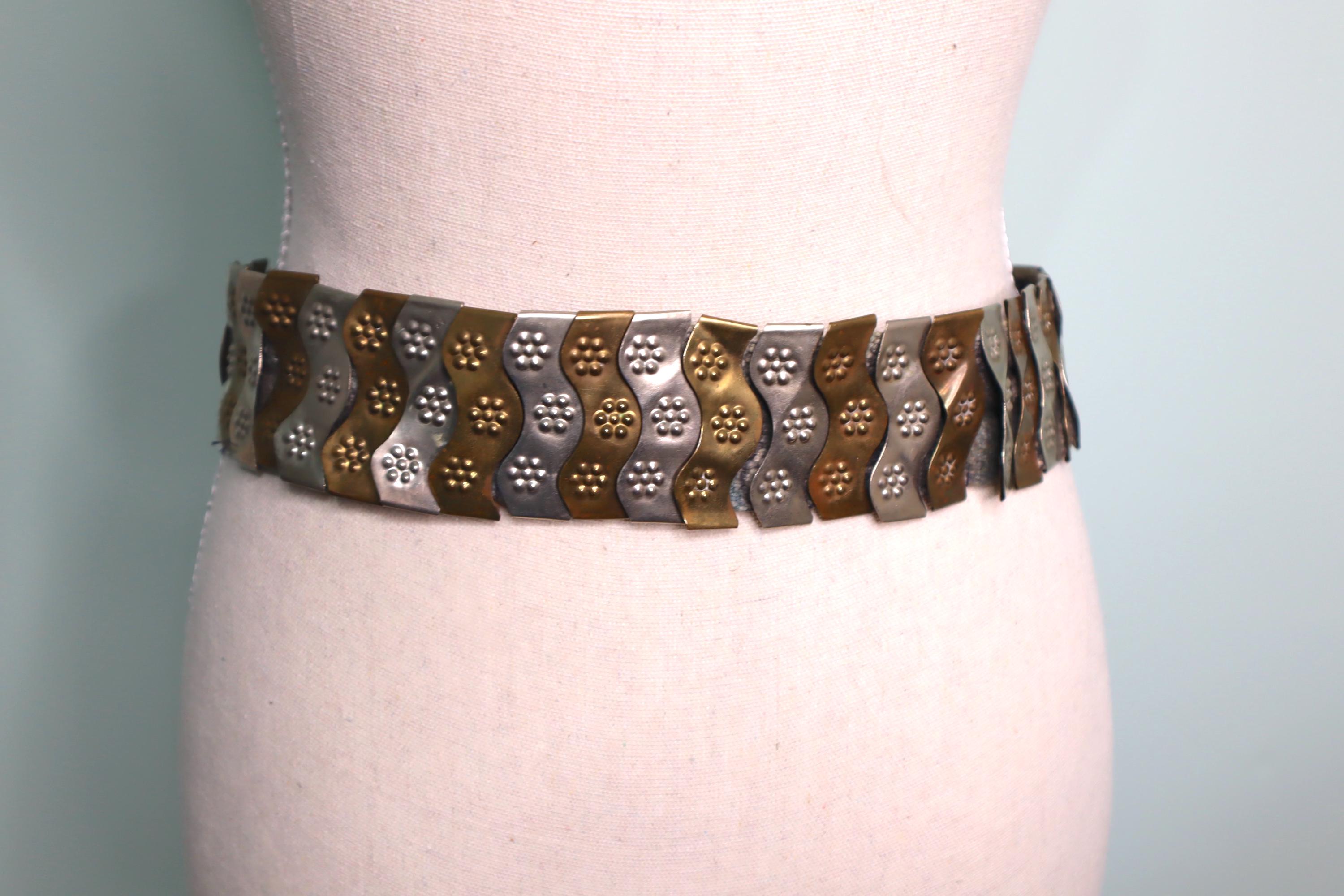 Vintage Hammered Brass Bow Belt, 24 - 32\