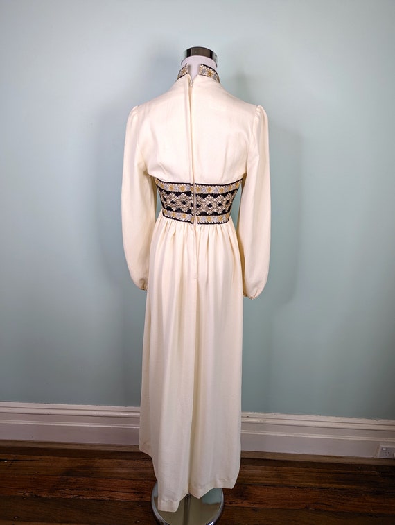 Vintage 1970's Maxi Dress, 70s Embroidered Maxi D… - image 7