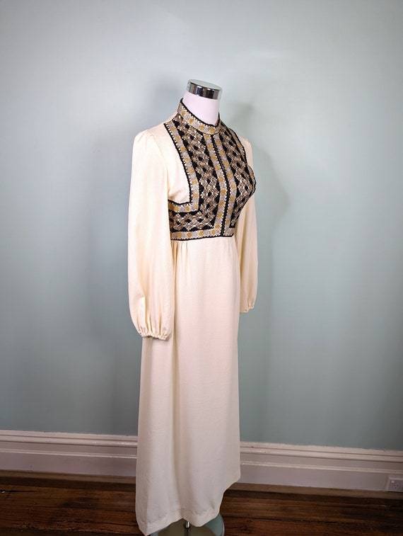 Vintage 1970's Maxi Dress, 70s Embroidered Maxi D… - image 3