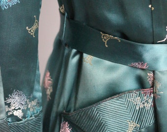 【公式ショップ】 Green Emerald 1940s Vintage Satin Art 1940s , Jacket Smoking ファッション