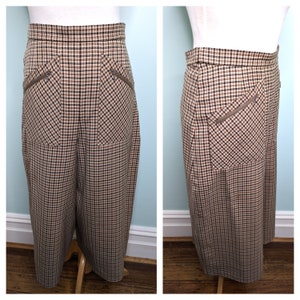Vintage 70s Tweed Culottes: High Waisted Wide Leg Pants Size S