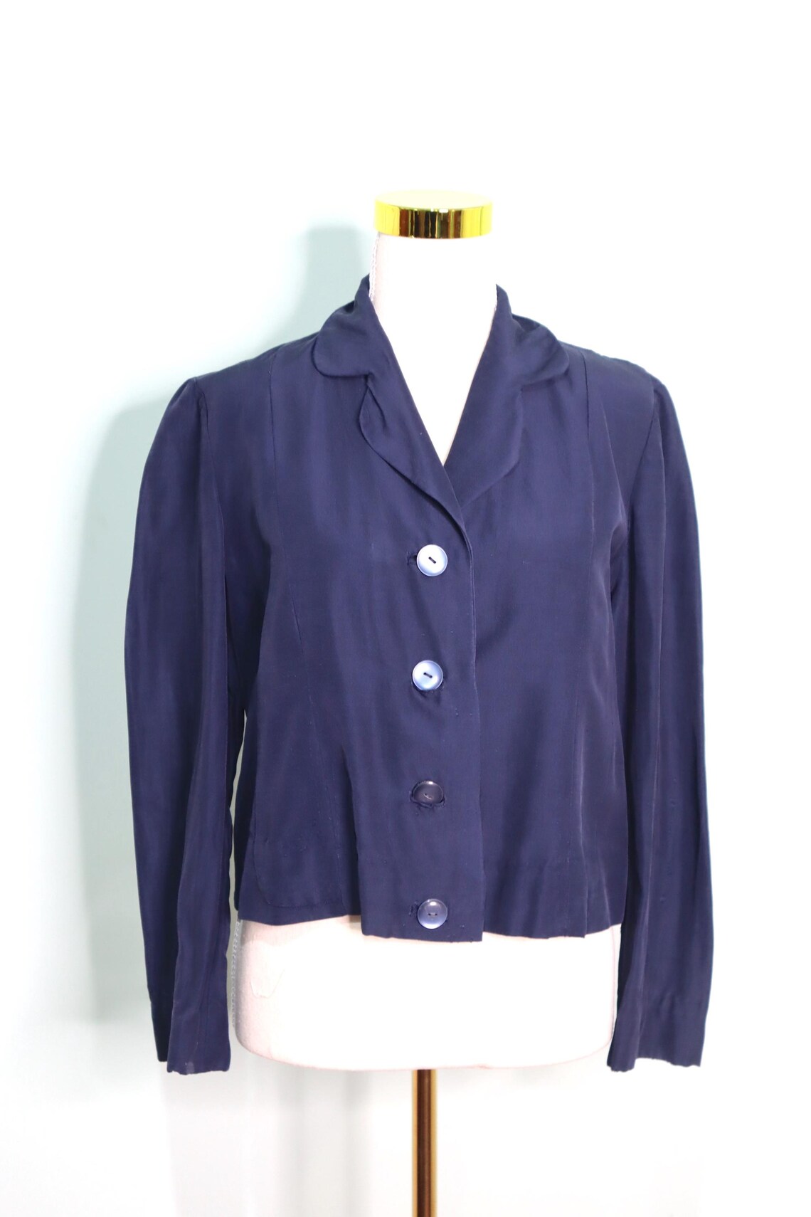 Vintage 1960s Navy Blazer: Mod Style Nautical Cotton Jacket, Size M, foto 3 de 5