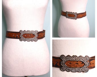 Vintage 1990s Studded Leather Belt | Boho Rock Western Style  display picture 1