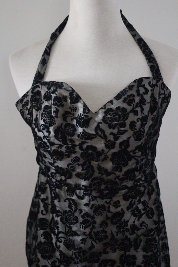 Vintage 1950s 1960s style Dress, 90s Black Illusi… - image 3
