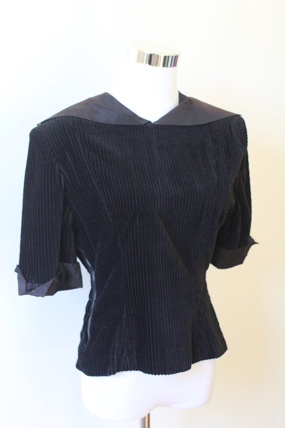 Vintage 1930s Blouse, 1940s Blouse , 40s Black Co… - image 3