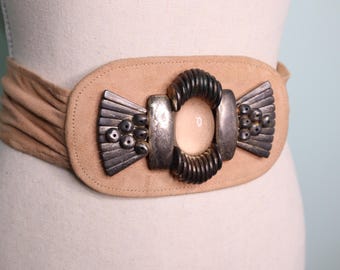 Vintage 1980s Designer Laise Adzer Suede Belt: Art Deco  display picture 1