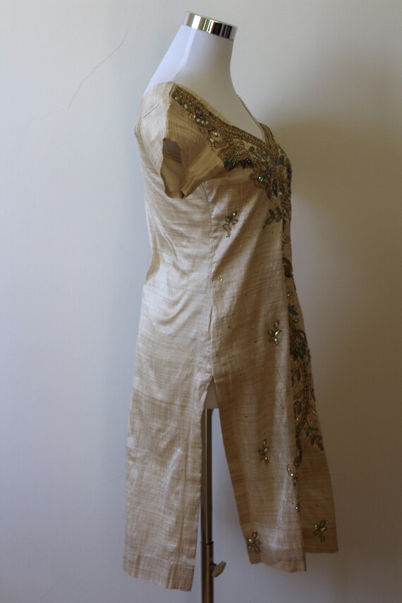 Vintage 1960s Indian Dress, 1970s Boho  Silk Embr… - image 7