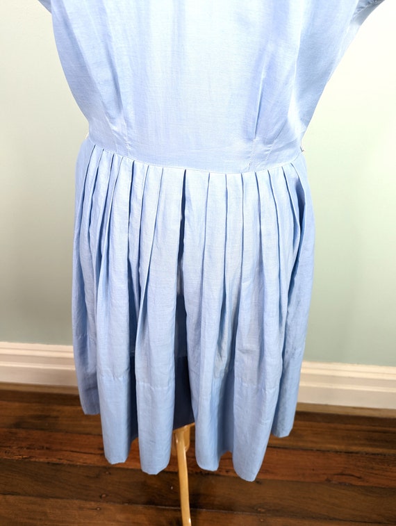 Vintage 50s Dress 1950s Cotton Dress 50s Sky Blue… - image 10