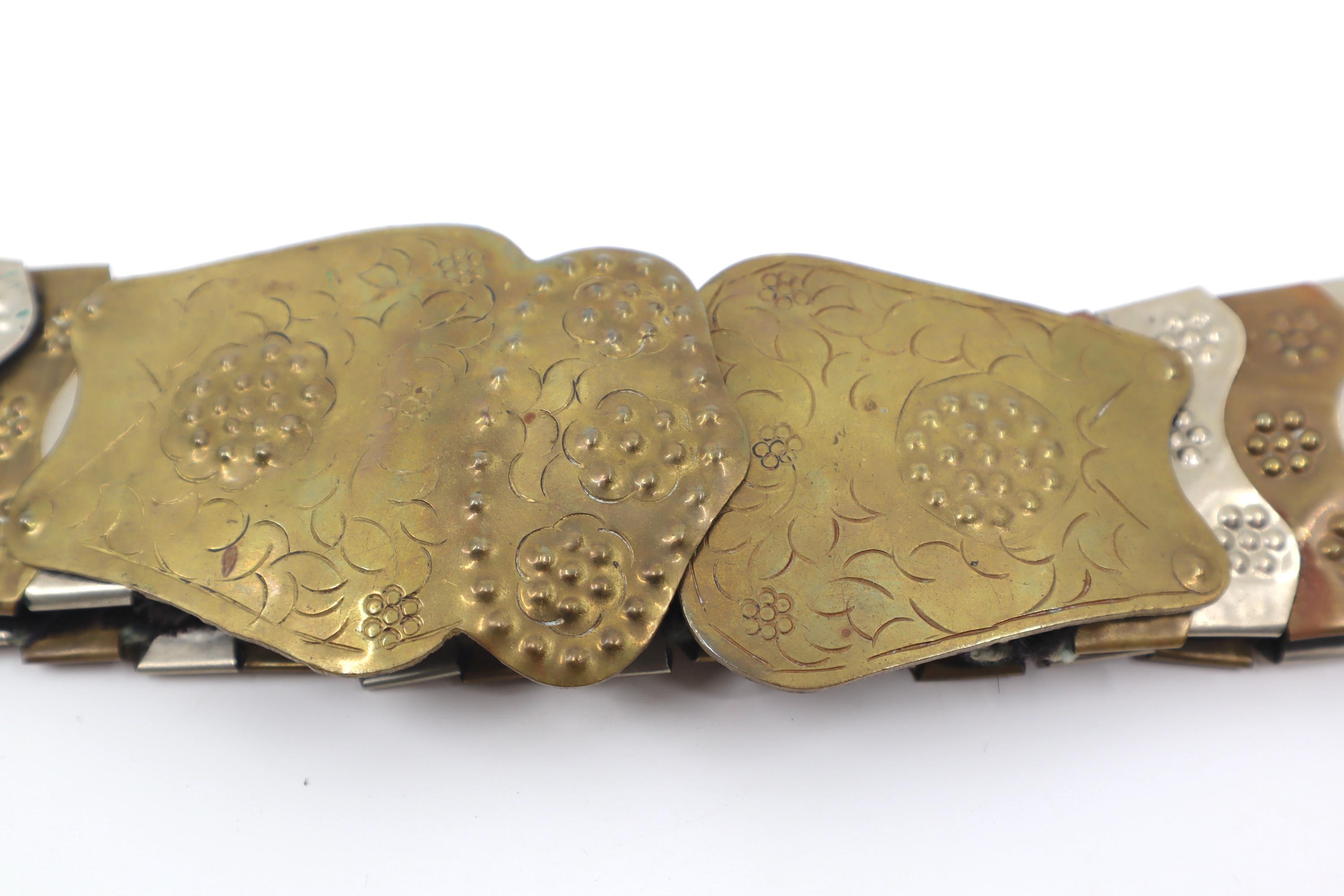 Vintage Hammered Brass Bow Belt, 24 - 32\