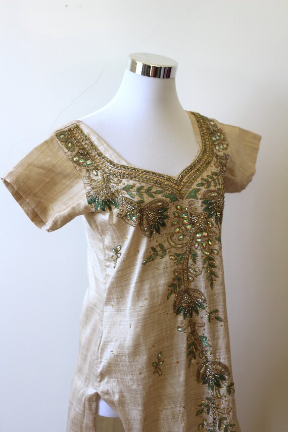 Vintage 1960s Indian Dress, 1970s Boho  Silk Embr… - image 5