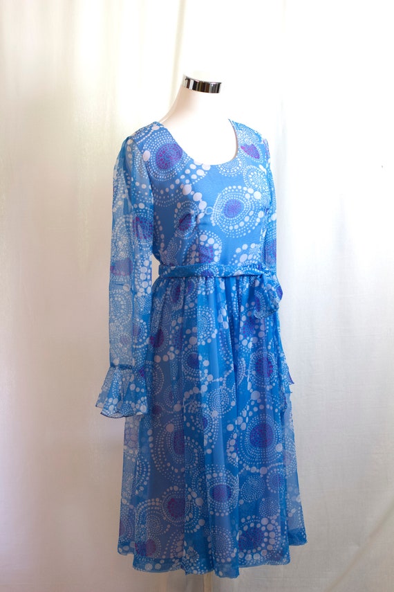 Vintage 1960s 1970s Dress, 60s Blue Dress , 1960s… - image 10