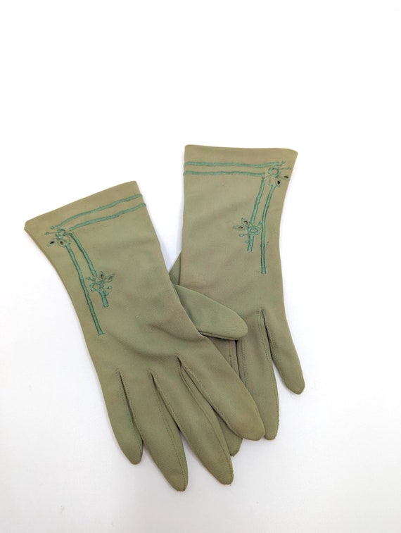 Vintage 60s Gloves, 1960s Green Gloves, 60s Wrist… - image 8