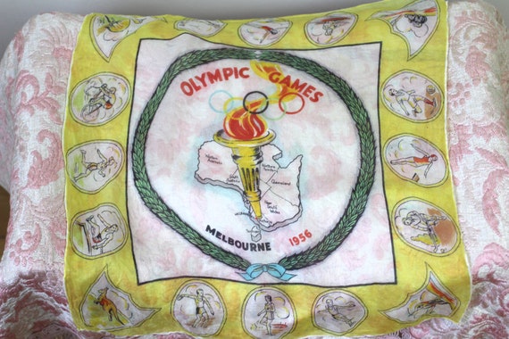 Vintage Olympics Silk Scarf Melbourne Olympic Gam… - image 3