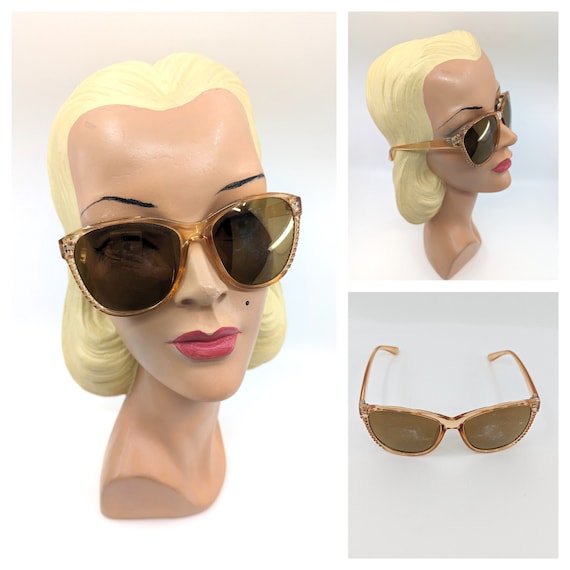 Vintage 1980s Peach Sunglasses, 80s Transparent P… - image 1