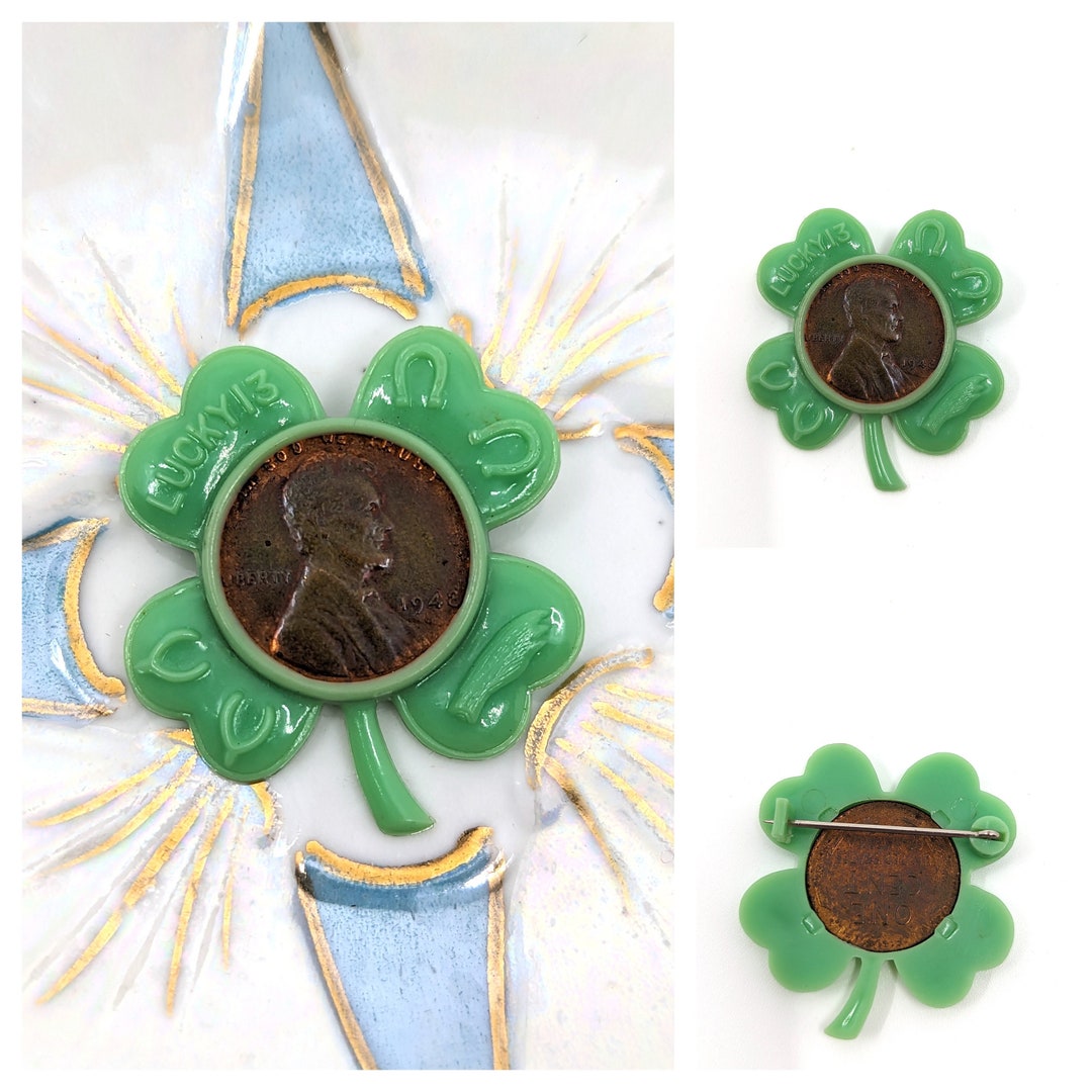 Broche Ancienne Années 40 - Branche De Feuille En Verre Et Cristal - Couleur Jaune Très Pâle - N°69 - Occasion