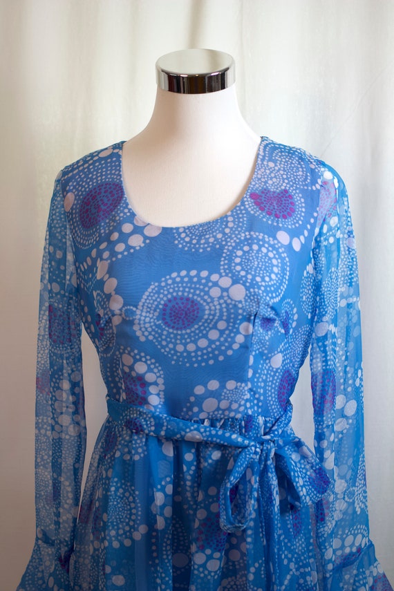 Vintage 1960s 1970s Dress, 60s Blue Dress , 1960s… - image 6