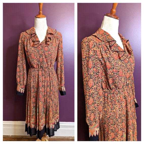 Vintage 1970's 1980s Dress , 70s Floral Print Dre… - image 1