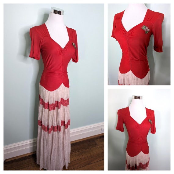 Vintage 1930s Dress, 1940s Dress , 1940s Valentin… - image 1
