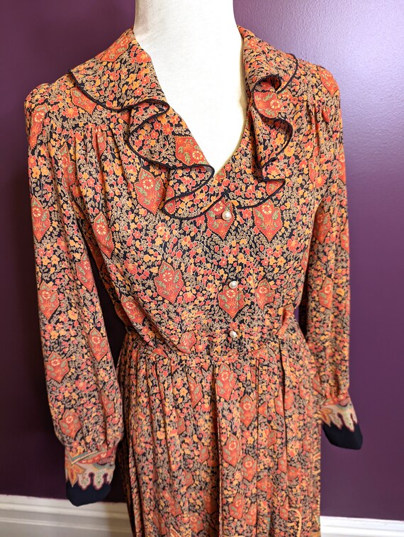 Vintage 1970's 1980s Dress , 70s Floral Print Dre… - image 7