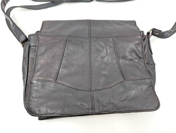 Vintage 70s 80s Black Bag , 1980s Patchwork Leath… - image 5