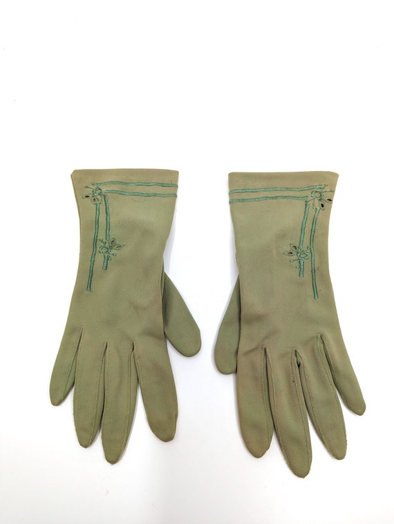 Vintage 60s Gloves, 1960s Green Gloves, 60s Wrist… - image 9