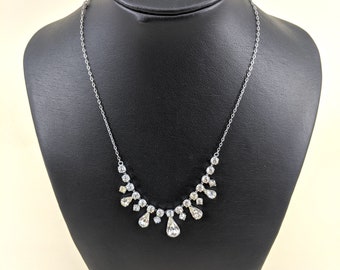 Vintage 1950s diamante Necklace Rhinestone Cocktail Necklace