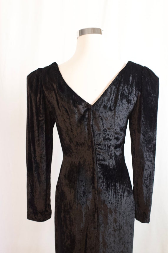 Vintage 1980s Velvet Dress, 1980s Black Embellish… - image 7