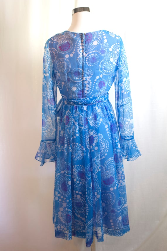 Vintage 1960s 1970s Dress, 60s Blue Dress , 1960s… - image 4