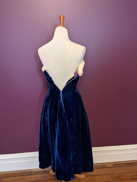 Vintage 50s Blue Velvet Dress  1950s Dress ' SUZY… - image 8